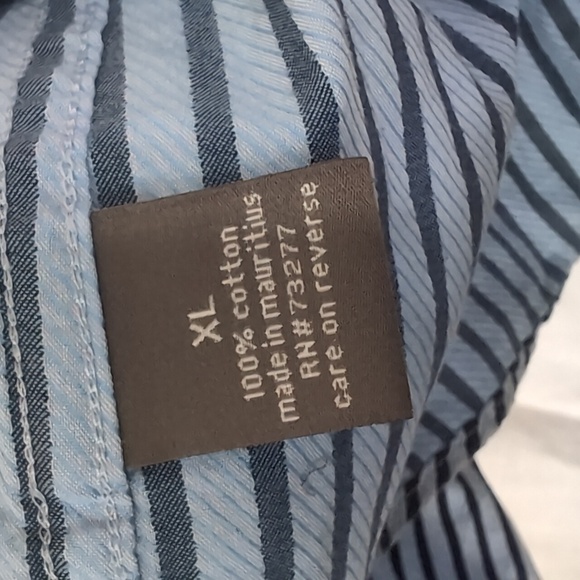 Apt 9 Blue Stripe Long Sleeve Button Front Superfine 80s Cotton Size Extra Large - Picture 4 of 6